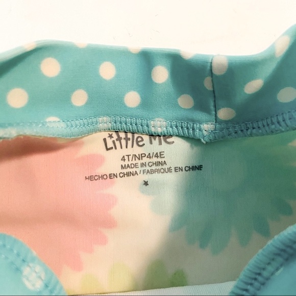 Little me girls floral swimsuit top long sleeve rash guard 4T - Picture 3 of 3